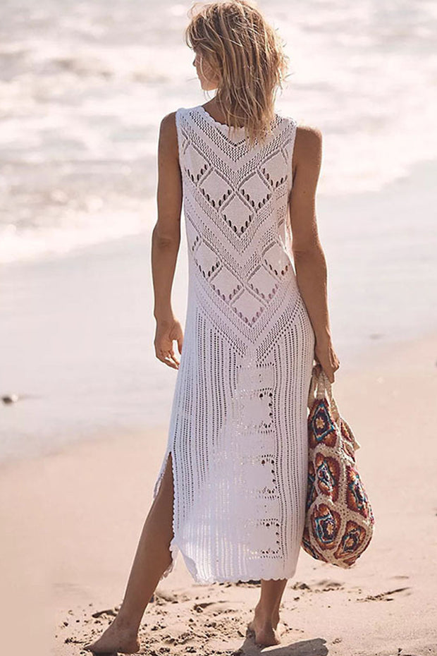Crochet Hollow Out V-Neck Cover Up