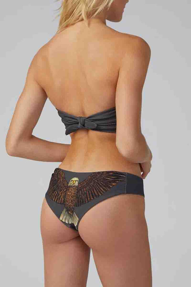 🔥Strapless Eagle Print Grey Two Pieces Swimsuit