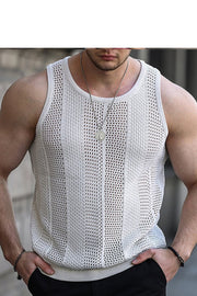 Men's Summer Sleeveless Slim Fit Knit Hollow Vest
