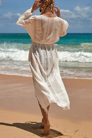 Lace Trim Beach Vacation Sun Cover-Up