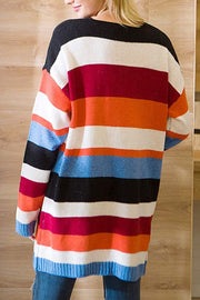 Multicolor Striped Loose Knitted Cardigan