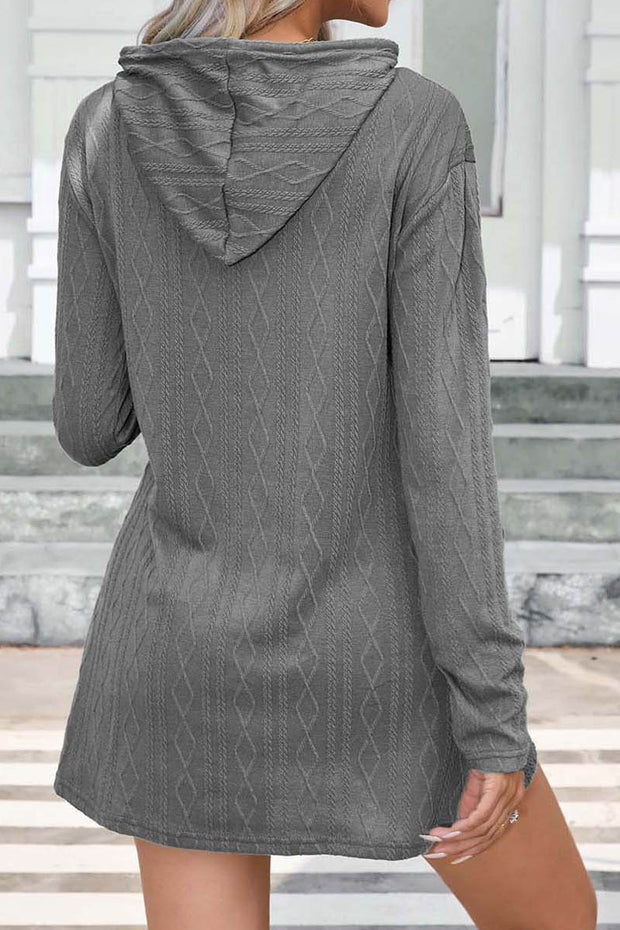 Knitted Long Sleeved Hoodie Dress