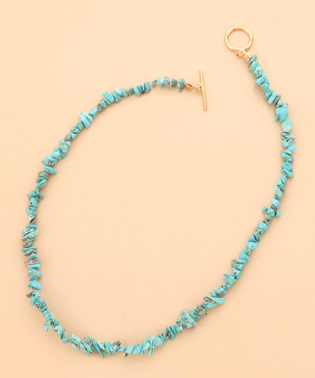 Imitation Turquoise & Imitation Pearl Goldtone Toggle Necklace
