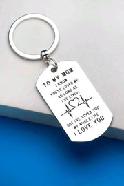 Keyring - love you mom (with silver heart charm)