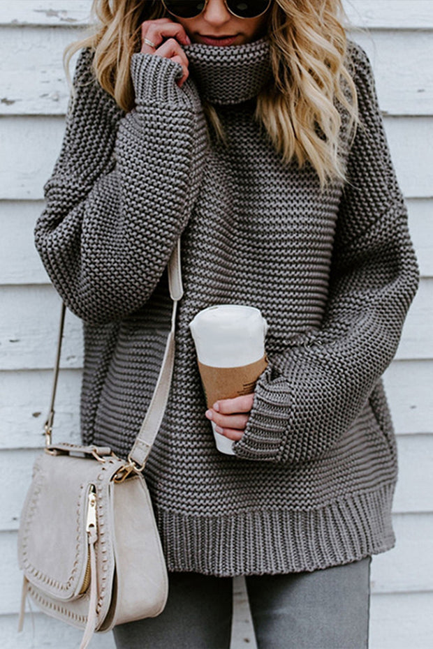 Chunky-knit Turtleneck Pullover Sweater