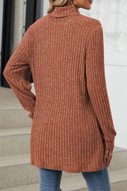 Solid color Long Sleeve Loose Knit Turtleneck Pullover