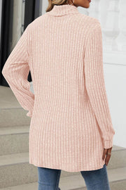 Solid color Long Sleeve Loose Knit Turtleneck Pullover