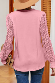 Lace V-neck Hollow Sleeve Long-sleeved Top