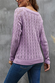 O Neck Hollow Out Knit Sweater