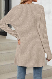 Solid Color Pocket Long Sleeve Cardigan Sweater