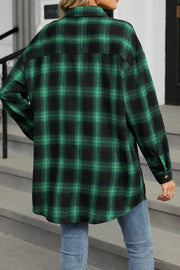 Oversize Plaid Shirt Brushed Long Sleeve Shirt