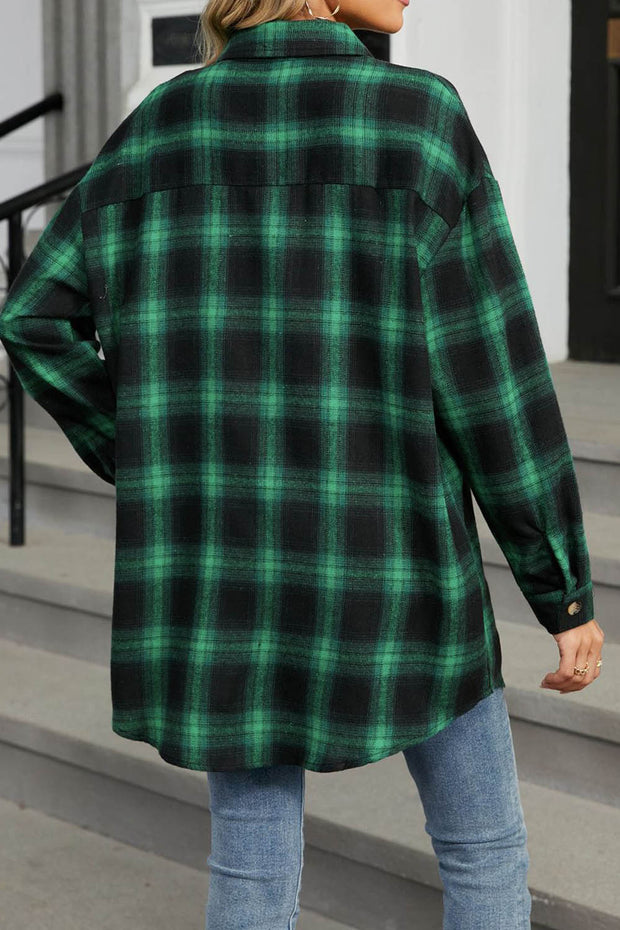 Oversize Plaid Shirt Brushed Long Sleeve Shirt