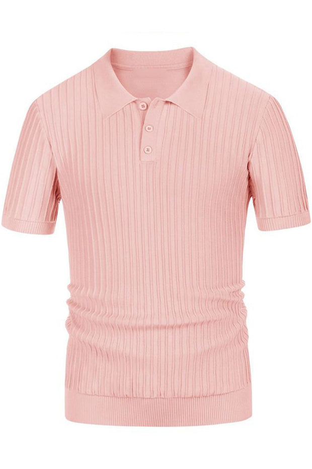 Men's Summer Casual Candy Color Knitted Polo Shirt