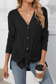 Solid Color Single Breasted Long Sleeve Knit Cardigan Sweater