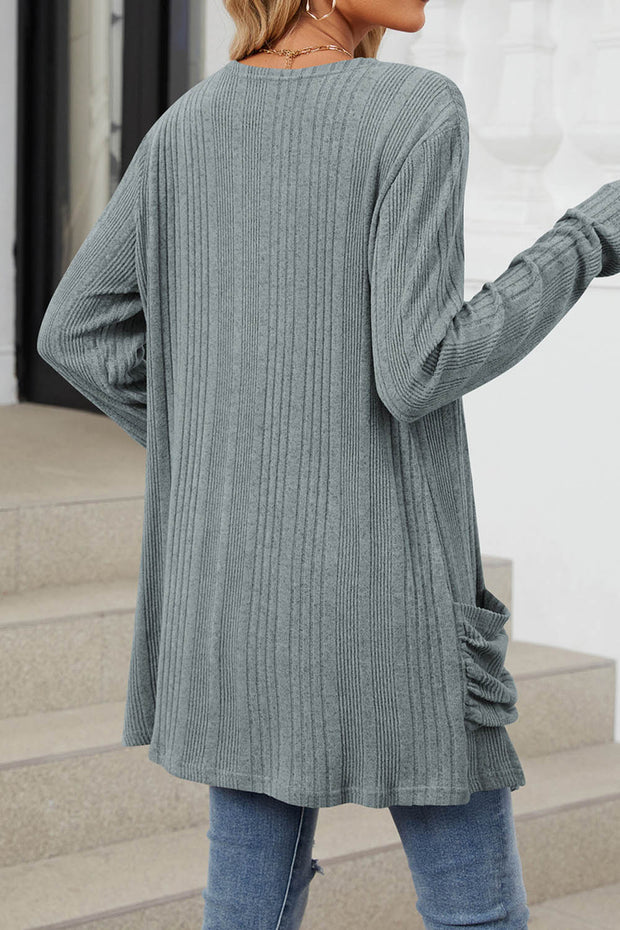 Solid Color Breasted Long Sleeve Cardigan Sweater