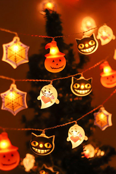 Halloween pumpkin, ghost, spider web, cat House-shaped LED light string luminous decorative lights