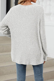 Solid Color Single Breasted Long Sleeve Knit Cardigan Sweater