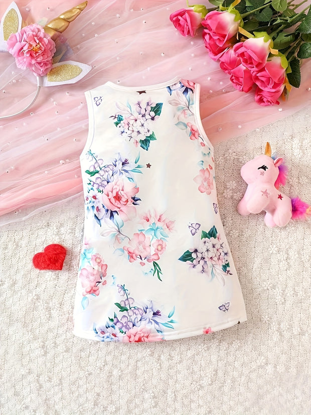 Baby Girl Unicorn Print Tank Dress