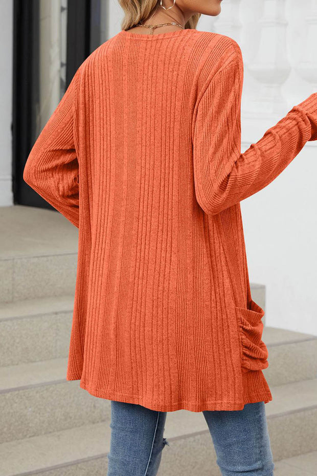 Solid Color Breasted Long Sleeve Cardigan Sweater