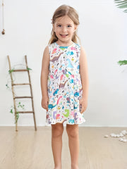 Baby Girls Cute Dress, Cute Cartoon Dinosaur Print Bow Back Dress