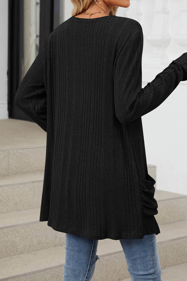 Solid Color Breasted Long Sleeve Cardigan Sweater