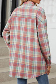 Oversize Plaid Shirt Brushed Long Sleeve Shirt