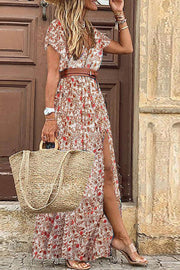 Boho Style Short Sleeve Print Maxi Dress
