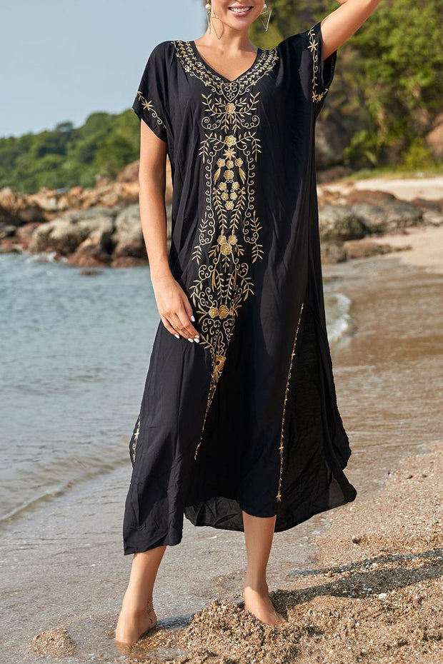 Beach Vacation Floral Embroidered Cover Up Dress