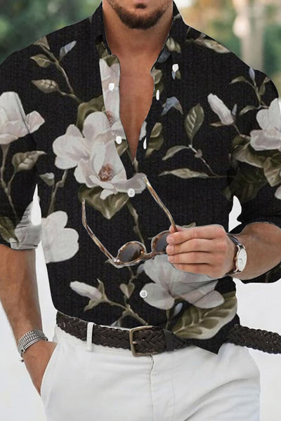 Floral Print Long Sleeve Fashion Streetwear Shirt
