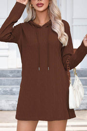 Knitted Long Sleeved Hoodie Dress