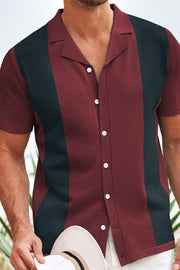Summer Men's Business Casual Hawaiian Collar Short Sleeve POLO Cardigan