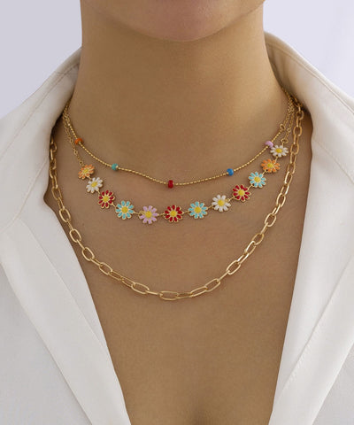Goldtone Daisy Layered Necklace