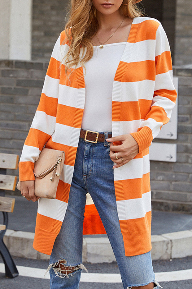 Colorblock Striped Knitted Cardigan