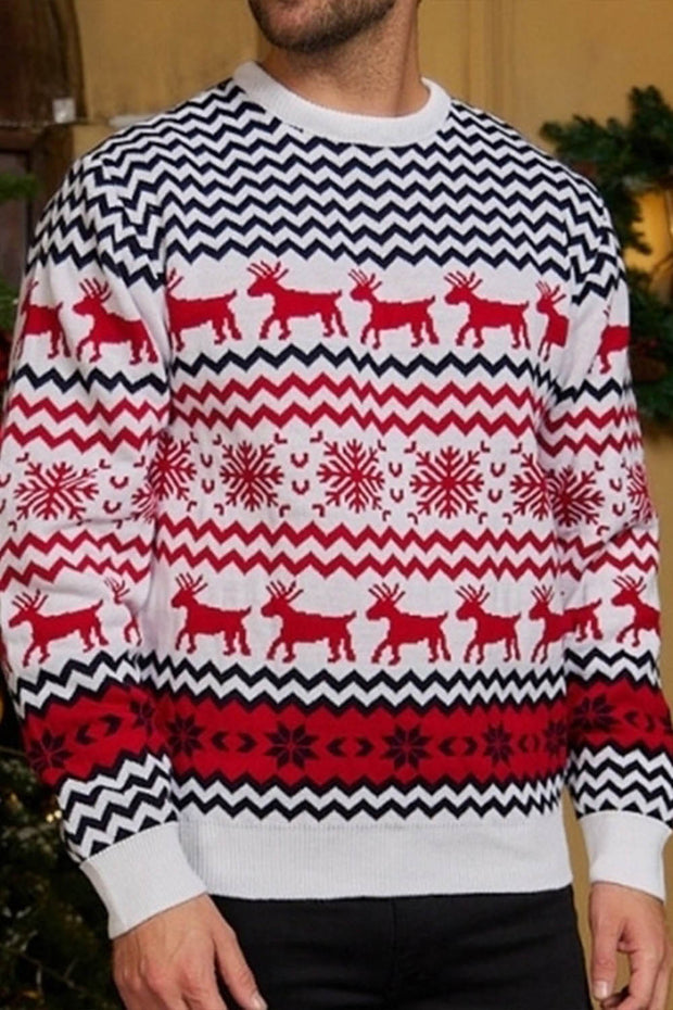 Little Snowflake Reindeer Round Neck Parent-Child Couple Christmas Sweater