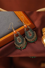 Bohemian Style Drop Shaped Long Tassel Vintage Earrings