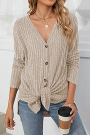 Solid Color Single Breasted Long Sleeve Knit Cardigan Sweater