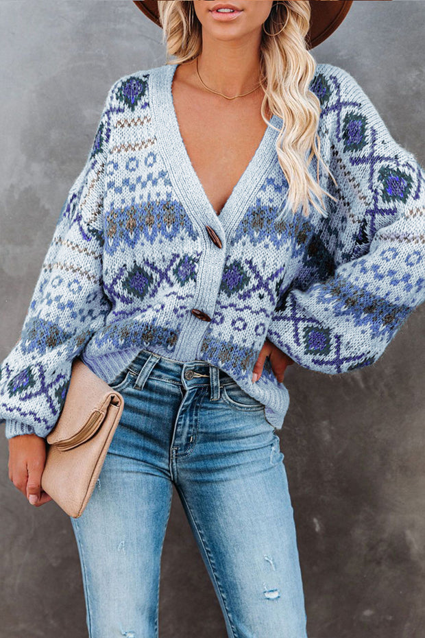 Loose Casual V-Neck Cardigan Knit Sweater
