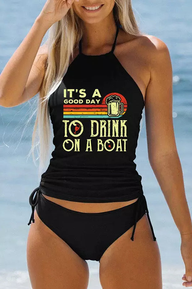 It's A Good Day To Drink On A Boat Halter Two Pieces Swimwear