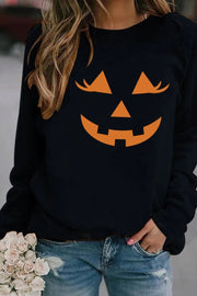 Halloween Print Round Neck Long Sleeves Sweatshirt