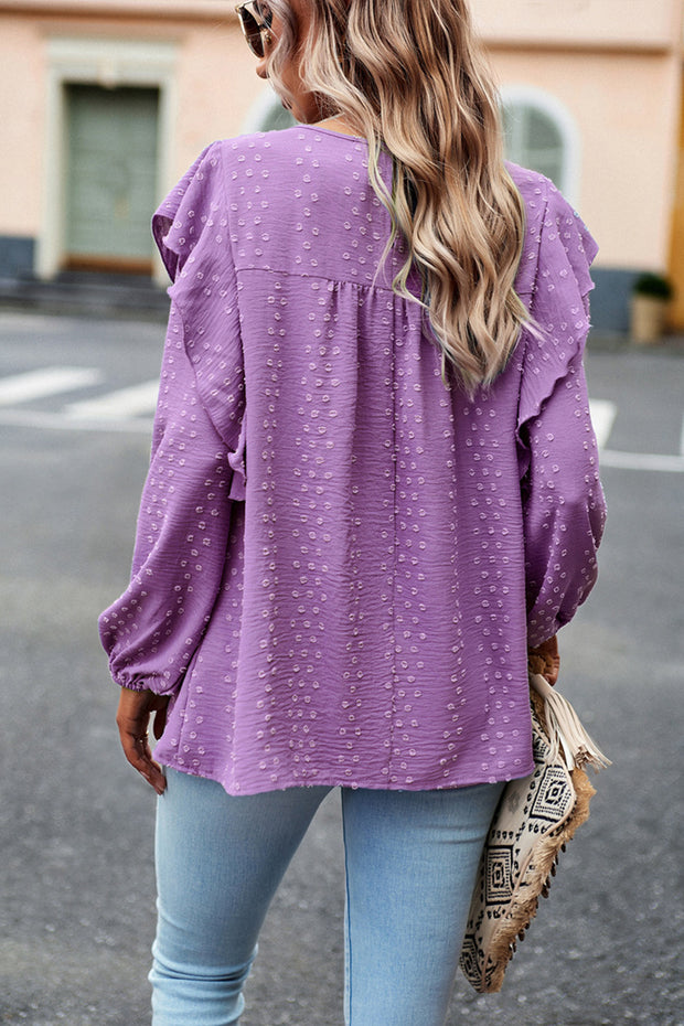 Solid Color Puff Sleeve Casual Long Sleeve Top