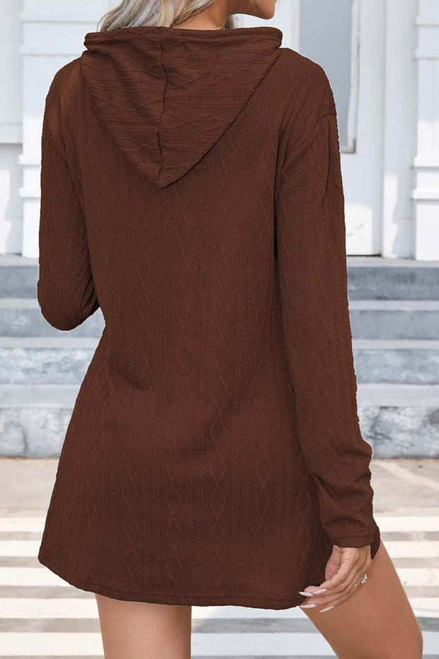 Knitted Long Sleeved Hoodie Dress