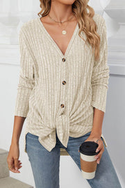 Solid Color Single Breasted Long Sleeve Knit Cardigan Sweater