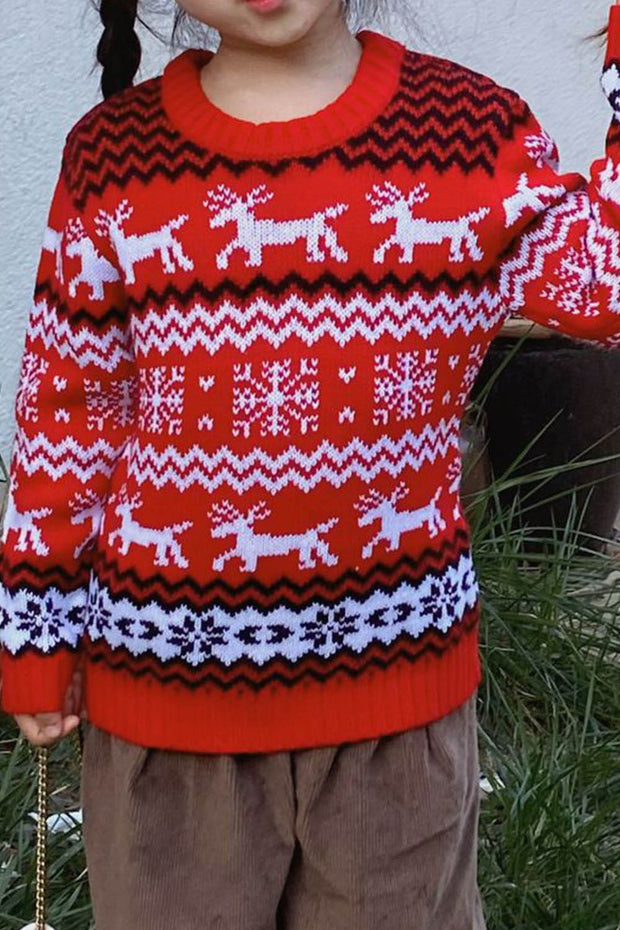 Little Snowflake Reindeer Round Neck Parent-Child Couple Christmas Sweater