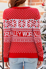 Christmas Tree Embroidery Round Neck Knitted Christmas Sweater