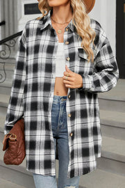 Oversize Plaid Shirt Brushed Long Sleeve Shirt