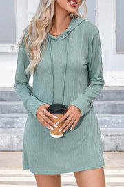 Knitted Long Sleeved Hoodie Dress