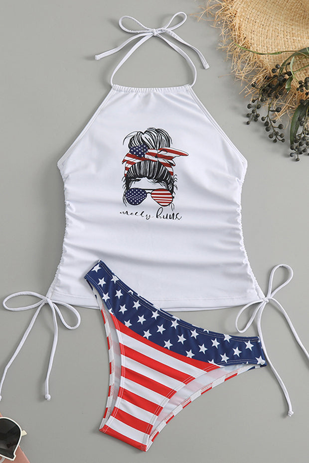 American Flag Halter Two Piece Swimwear