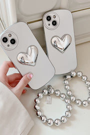 Electroplating Silver Heart Bracelet Phone Case For iPhone14/13/12/11(Pro,Pro Max)