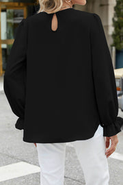 Solid Color Chiffon Round Neck Loose Long Sleeve Bottoming Shirt