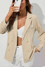 Solid Color Lapel Long Sleeve Suit Blazer Jacket